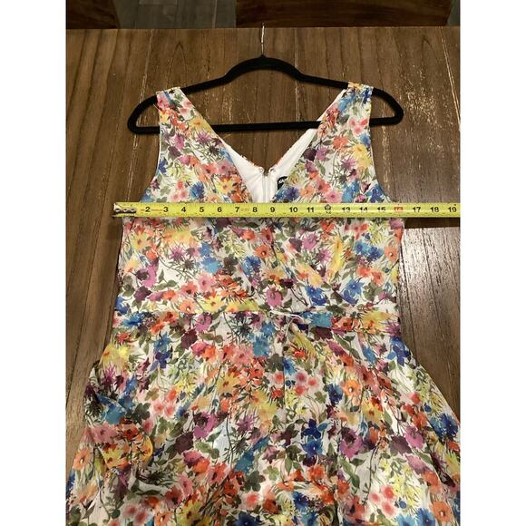 Karl Lagerfeld high low floral belt faux wrap v neck Sleeveless midi Dress Sz 10 - Picture 4 of 8